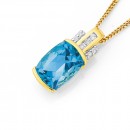 9ct-Blue-London-Topaz-Diamond-Pendant Sale